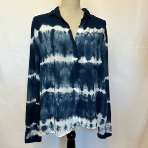 Young Fabulous and Broke Tir Dyed Button Down Shirt Blue Lightweight size M